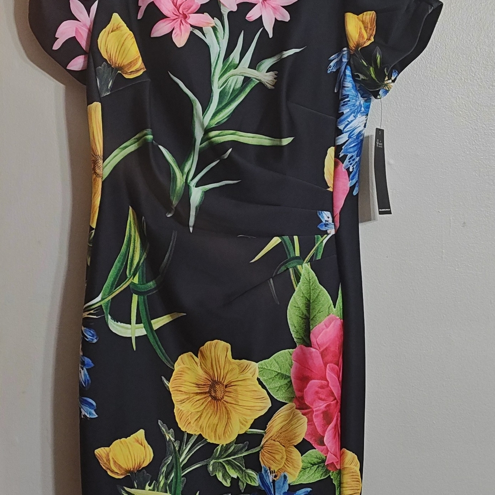 Karl Lagerfeld Black Dress with Vibrant Floral Design